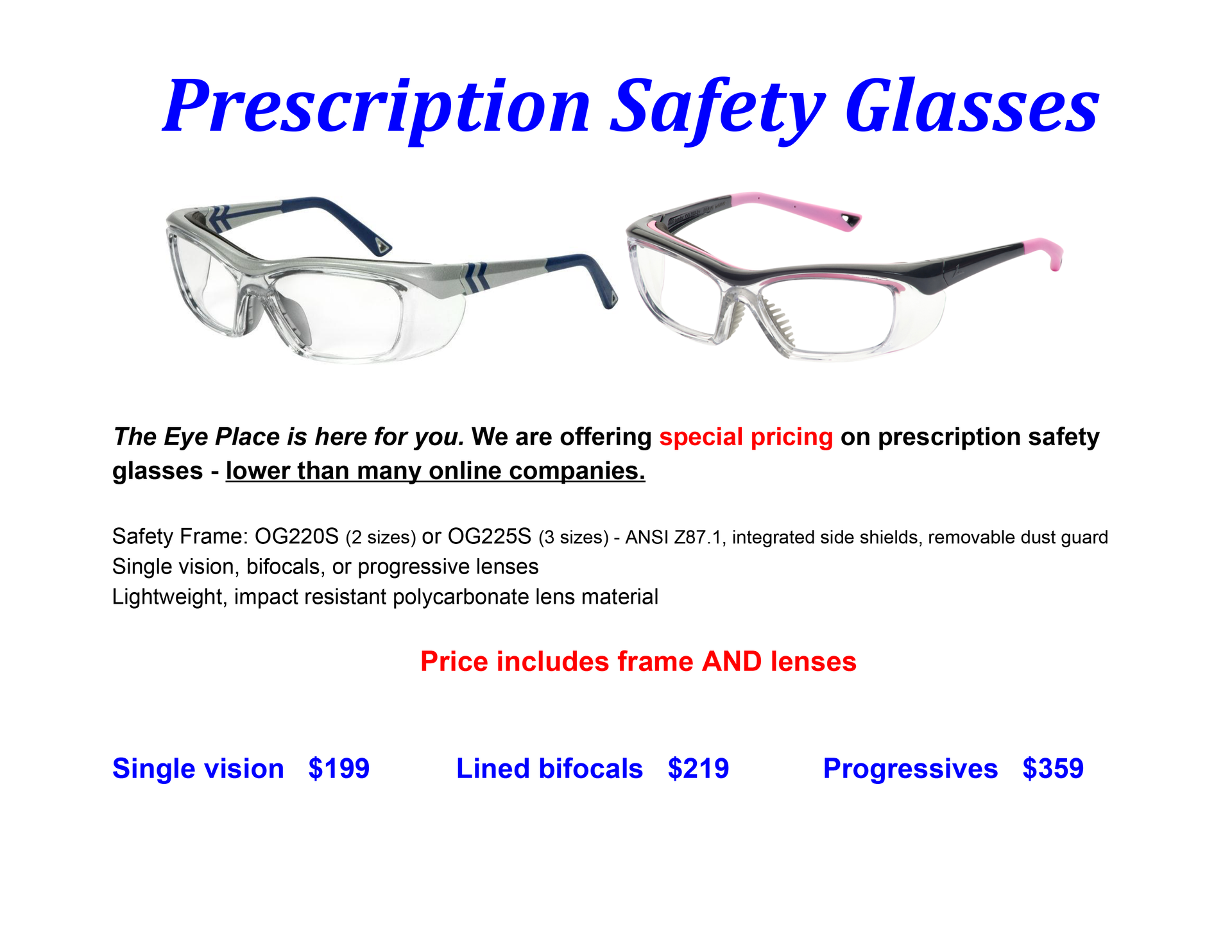 Prescription Safety Glasses — Lens Prices in Peabody, MA Prescription Safety Glasses — Lens Prices in Peabody, MA