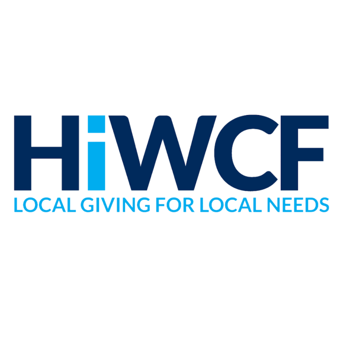 HiWCE logo in blue with cyan tagline “Local Giving for Local Needs”
