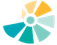 Circular logo with blue-green and yellow segments radiating outward from a central circle.