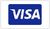 Visa logo: white text on a blue rectangle with a stylized