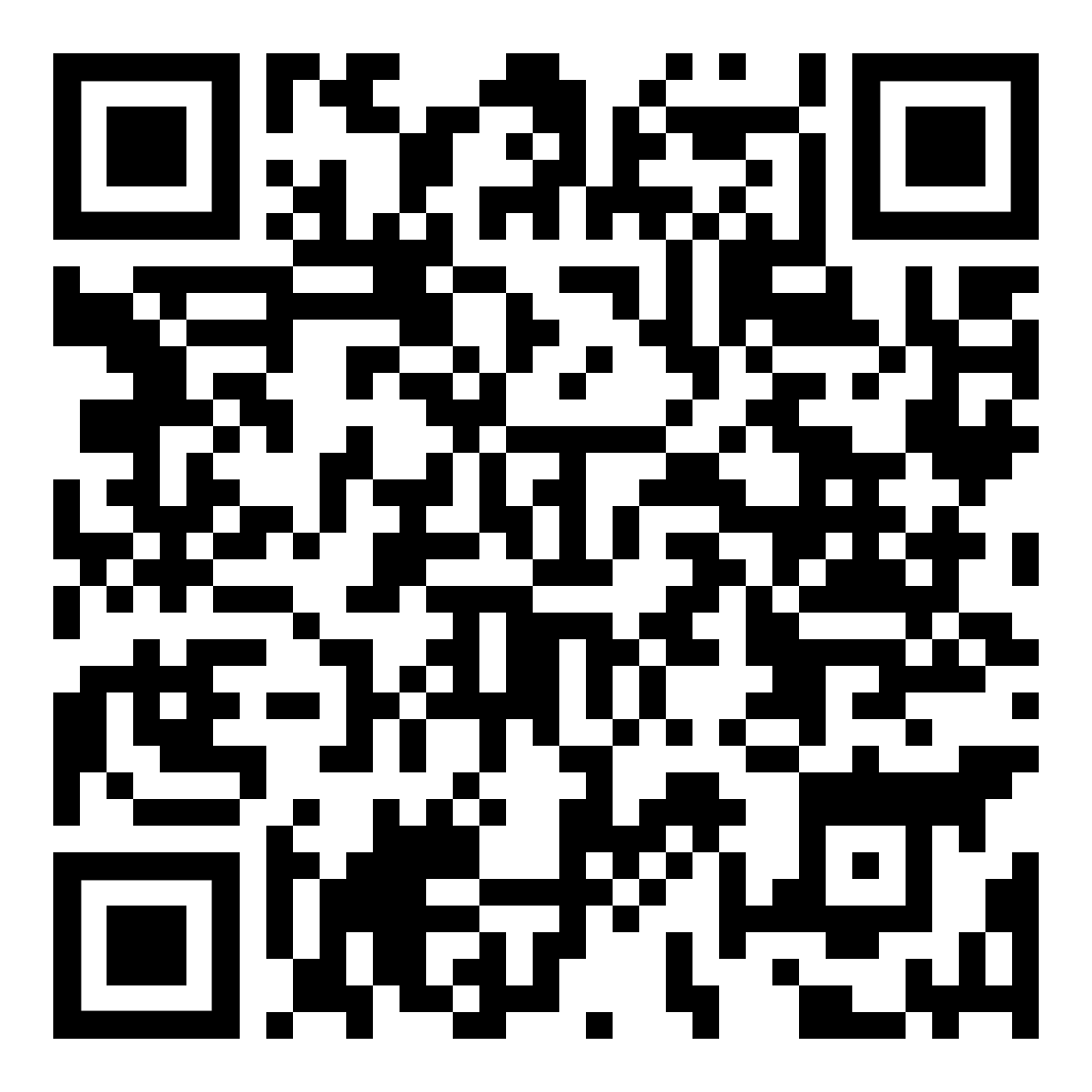 QR code with black and white squares.