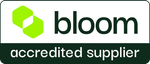 Bloom logo with green icon and text, labeled “accredited supplier”