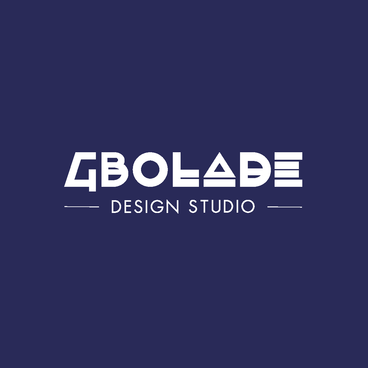 GBOLADE Design Studio logo in white on a dark blue background