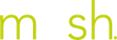 Lime-green lowercase letters “m sh” on a white background