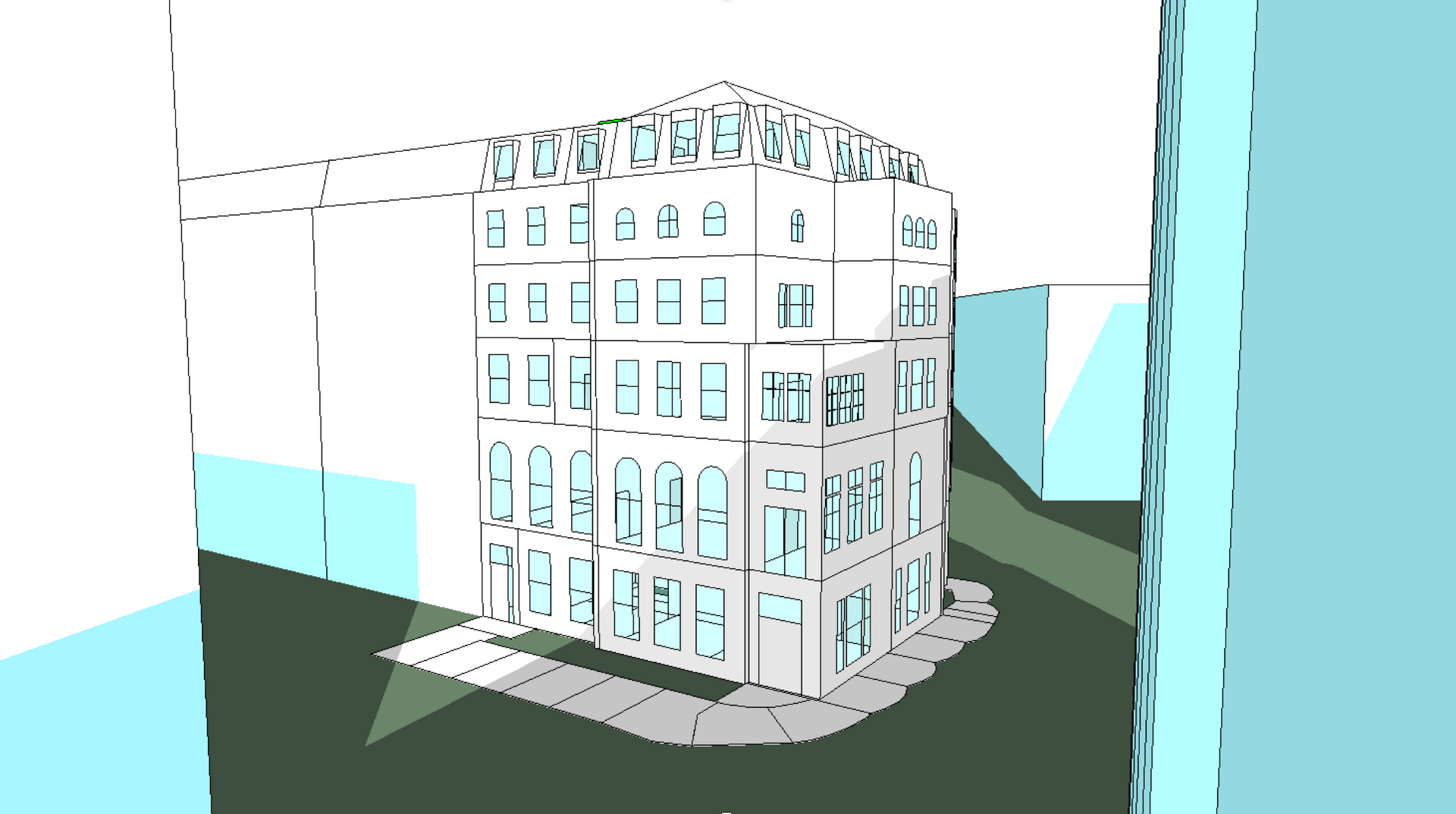 3d model on computer of building