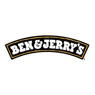 Ben & Jerry’s logo in black, white, and gold on a white background