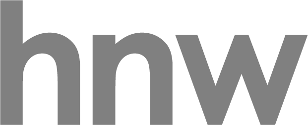 Gray lowercase letters “hnw” on a light background