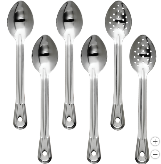 Serving Spoons, Assorted Styles, Stainless Steel, 6 ct