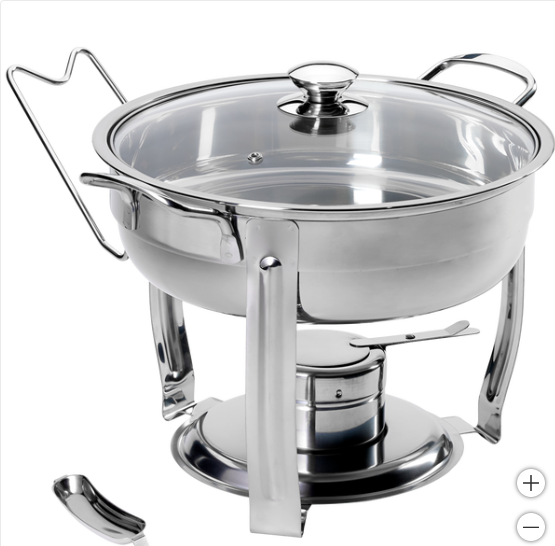 Round Chafing Dish 4 qt, Stainless Steel