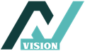 A blue and black logo for a company called vision