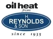 Oil heat from H. Reynolds & Son logo, blue oval with black text, “since 1935”