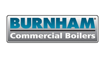 Burnham Commercial Boilers logo in blue and gray text on a white background