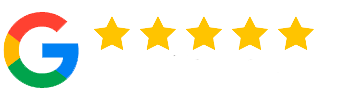 The Google logo followed by five yellow stars representing a five-star rating.