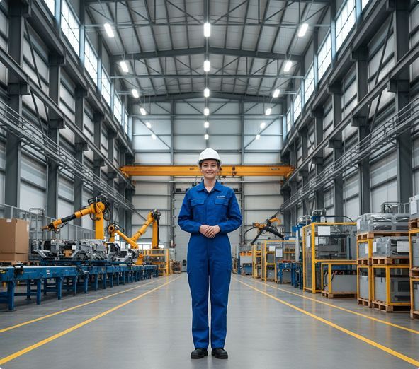 Facility manager on an industrial polished concrete floor