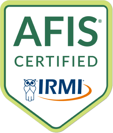 AFIS Certified logo with green and white shield, owl icon, and IRMI text.