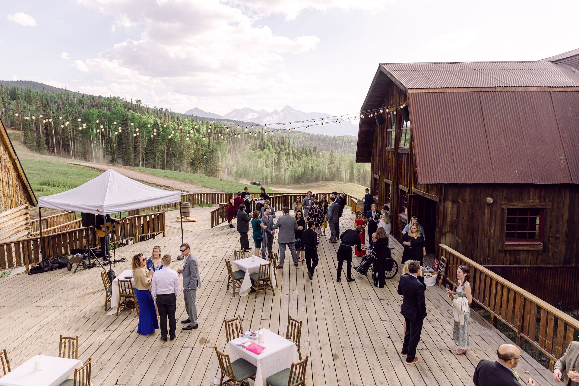 wedding party by mountains