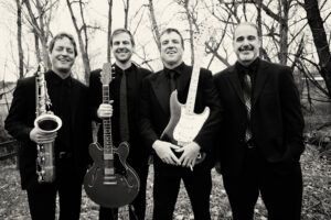 Band standing together for entertainment