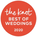 A red circle with the words `` the knot best of weddings '' written on it.