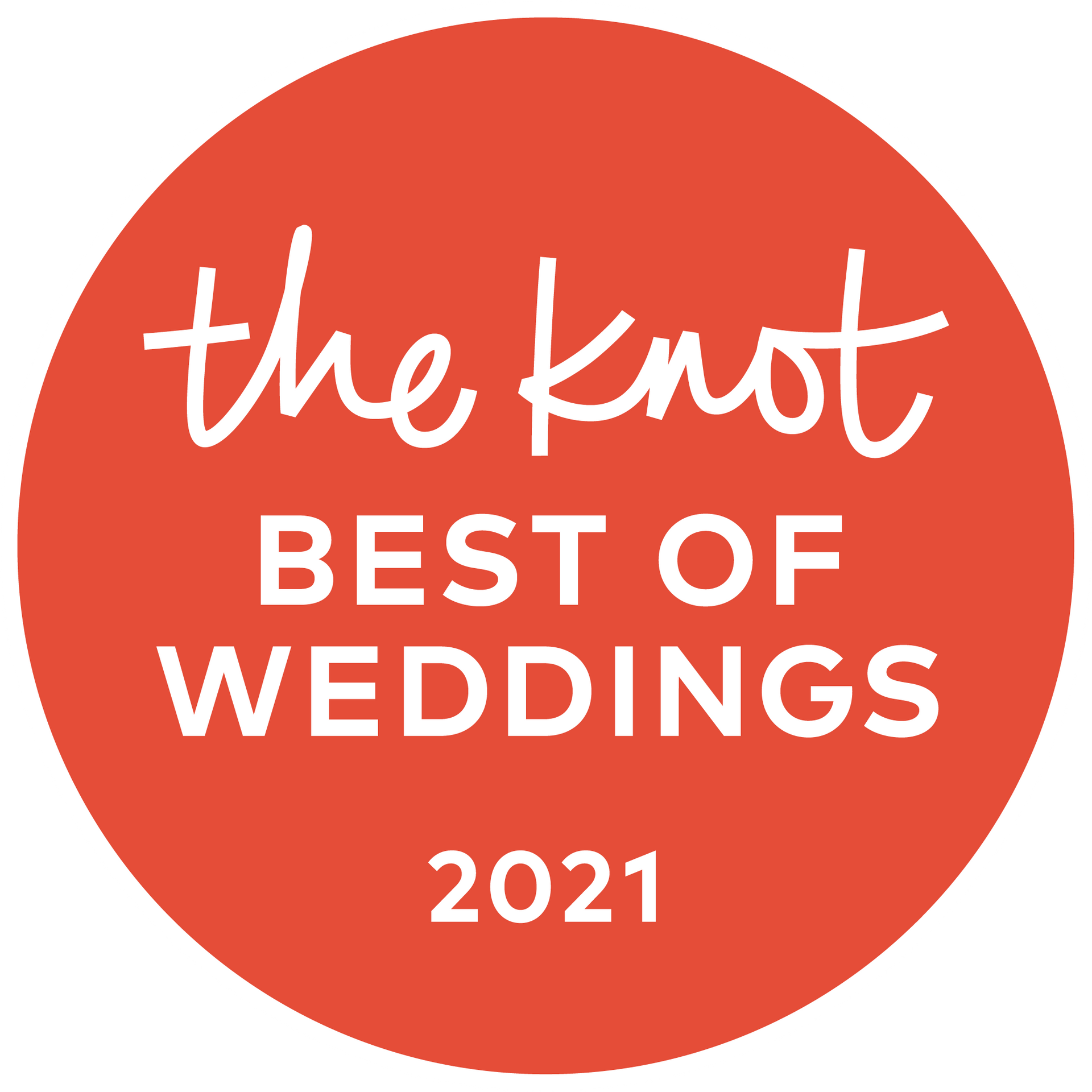A red circle with the words `` the knot best of weddings '' written on it.
