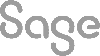 Gray “Sage” wordmark in a rounded, stylized font on a white background