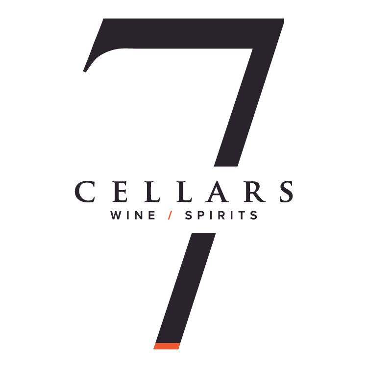 Black and white logo for 7 cellars wine and spirits