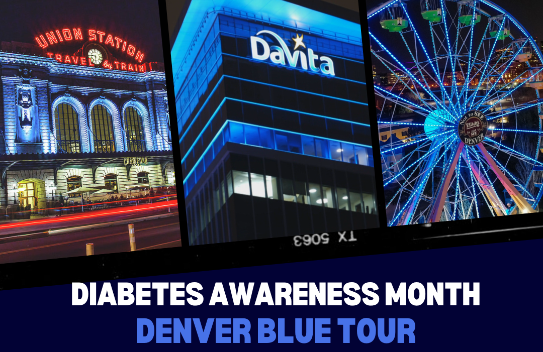 Denver businesses who turned their building lights blue for Diabetes Awareness Month.