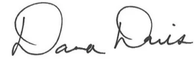 Signature of Dana Davis, Executive Director of Children's Diabetes Foundation.