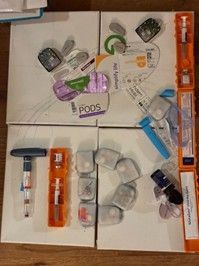 The starting point of an art project made from recycled T1D medical waste like CGM pods