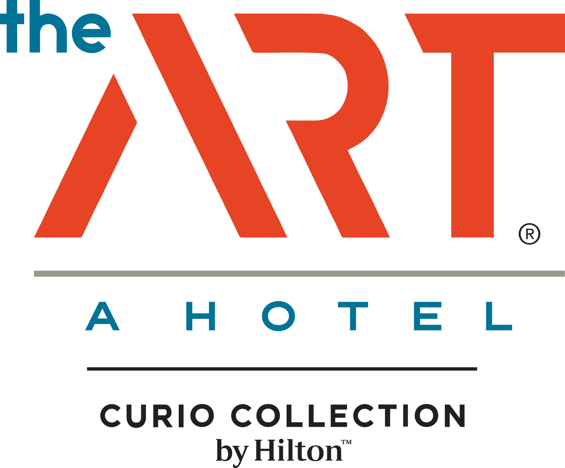 Logo for the ART Hotel Curio Collection by Hilton.
