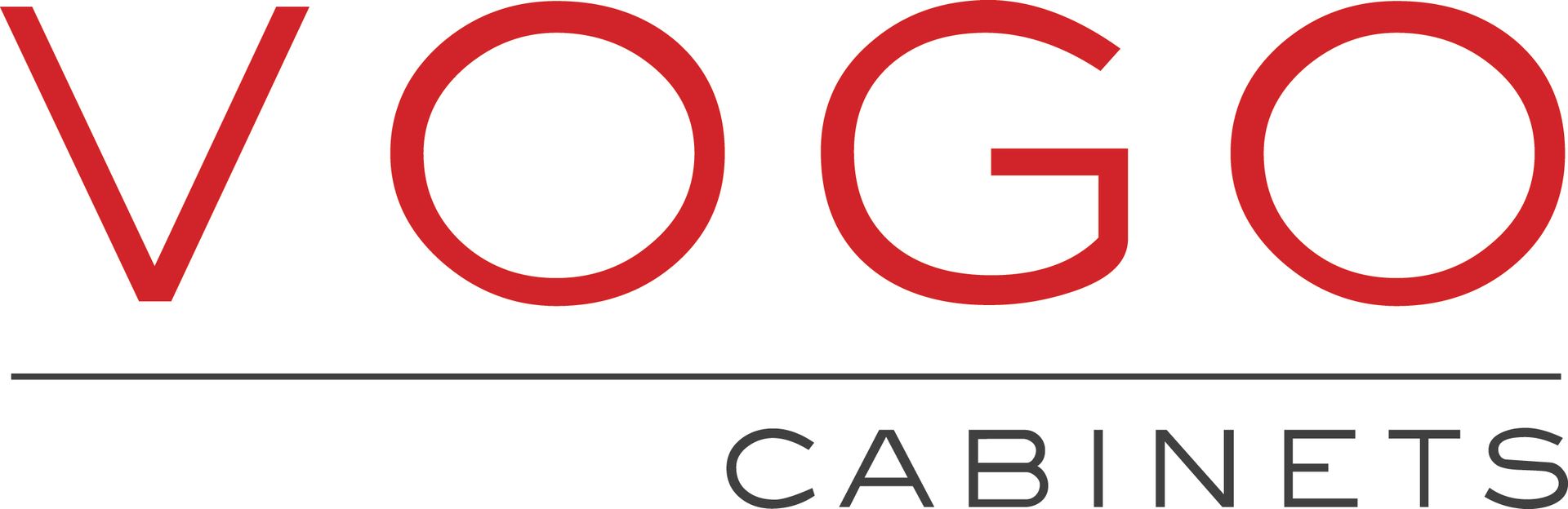 red and black vogo cabinets logo