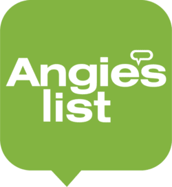 A green and white logo for angie 's list