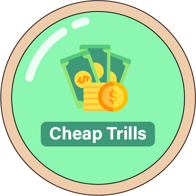 An illustrated cash icon paired with the words “Cheap Thrills,” symbolising budget-friendly food finds that deliver big flavour without spending much.