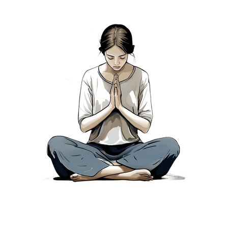 Woman sitting and praying