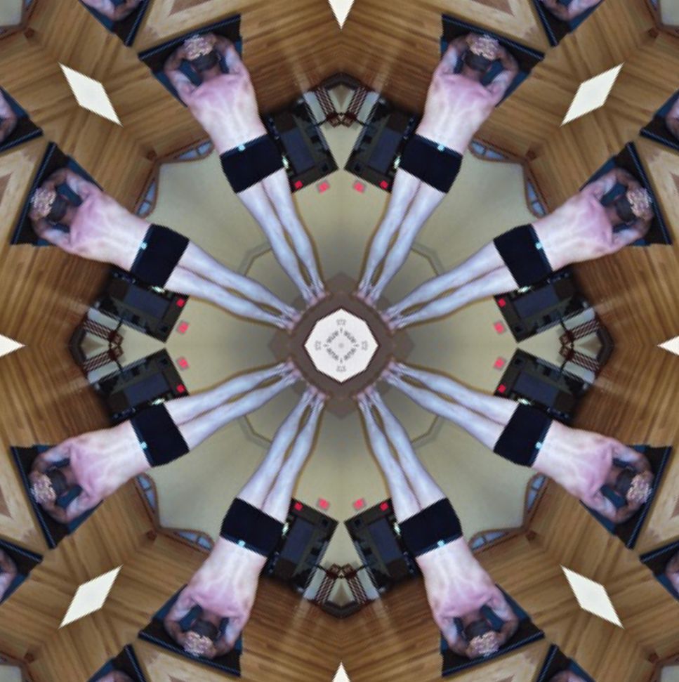 a kaleidoscope of a person 's legs and feet