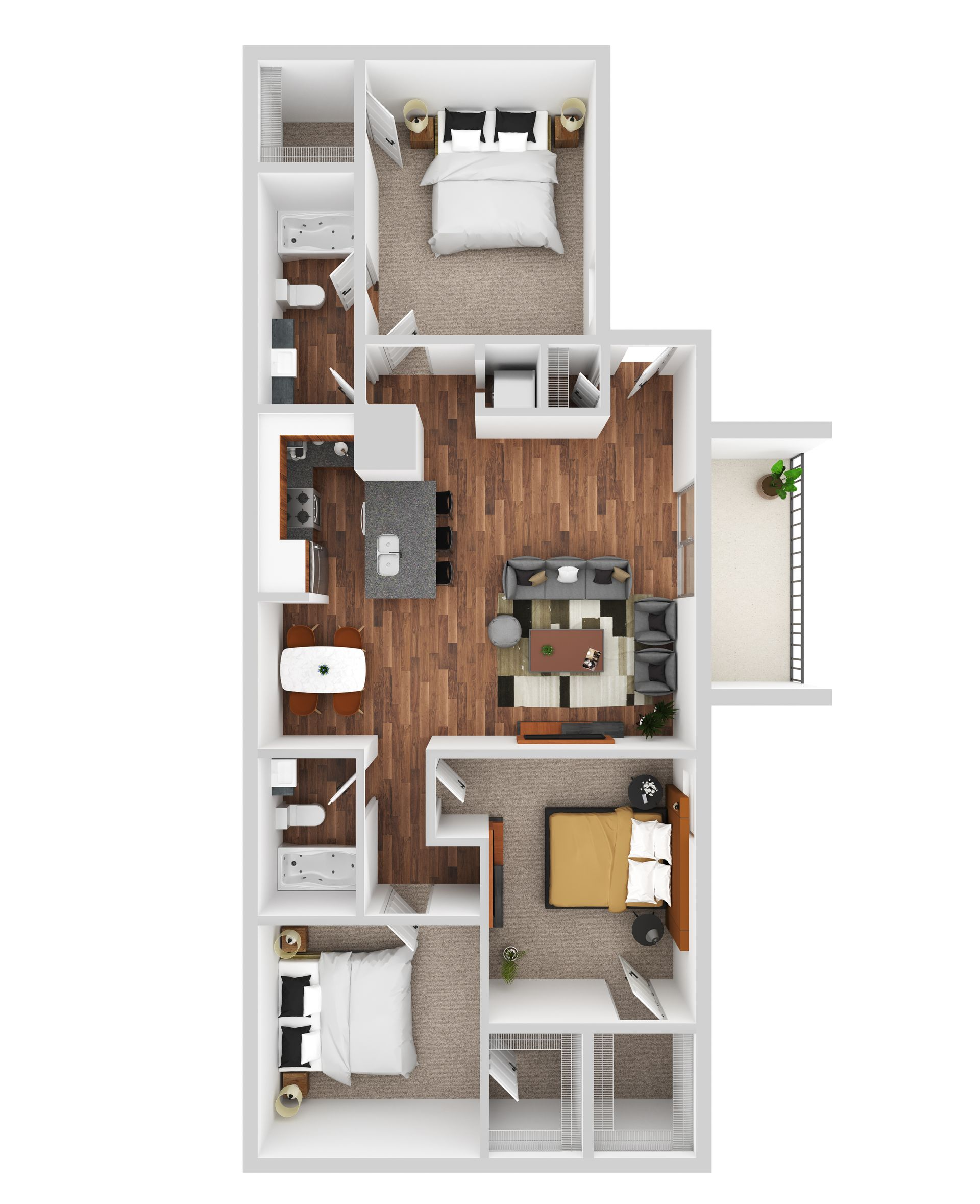 2 bedroom 1.5 bathroom floor plan 2