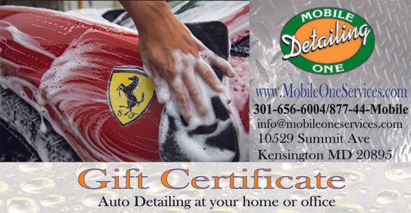 Gift Certificate Gift Certificate for Mobile One Detailing