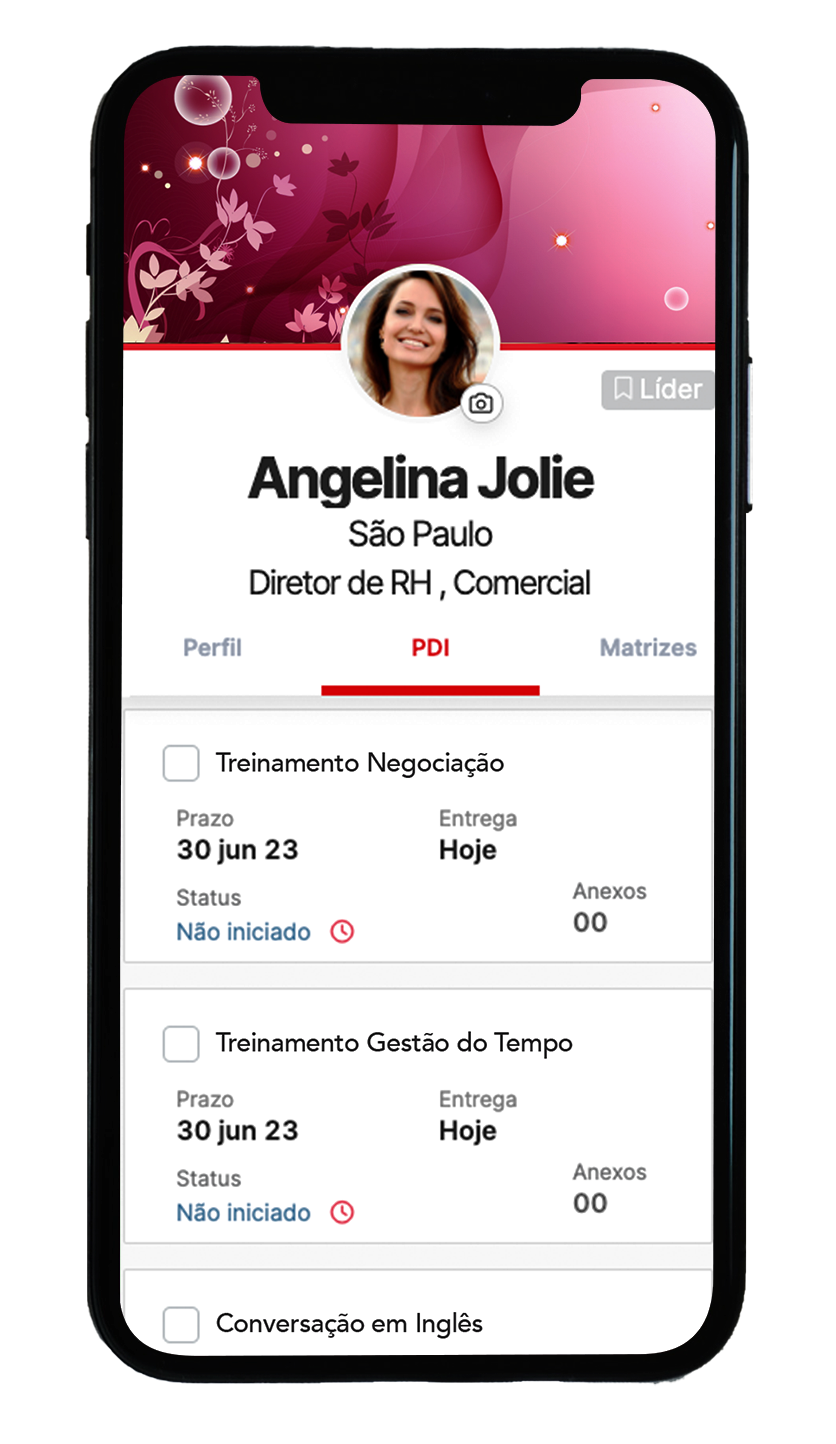 Um celular com o perfil de uma mulher.