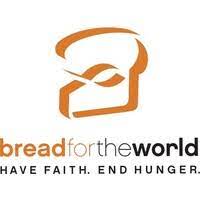Logo of Bread for the World: orange bread slice with text
