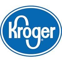 Kroger logo: white text within a blue oval, blue and white border.