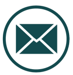 Envelope icon in a teal circle.