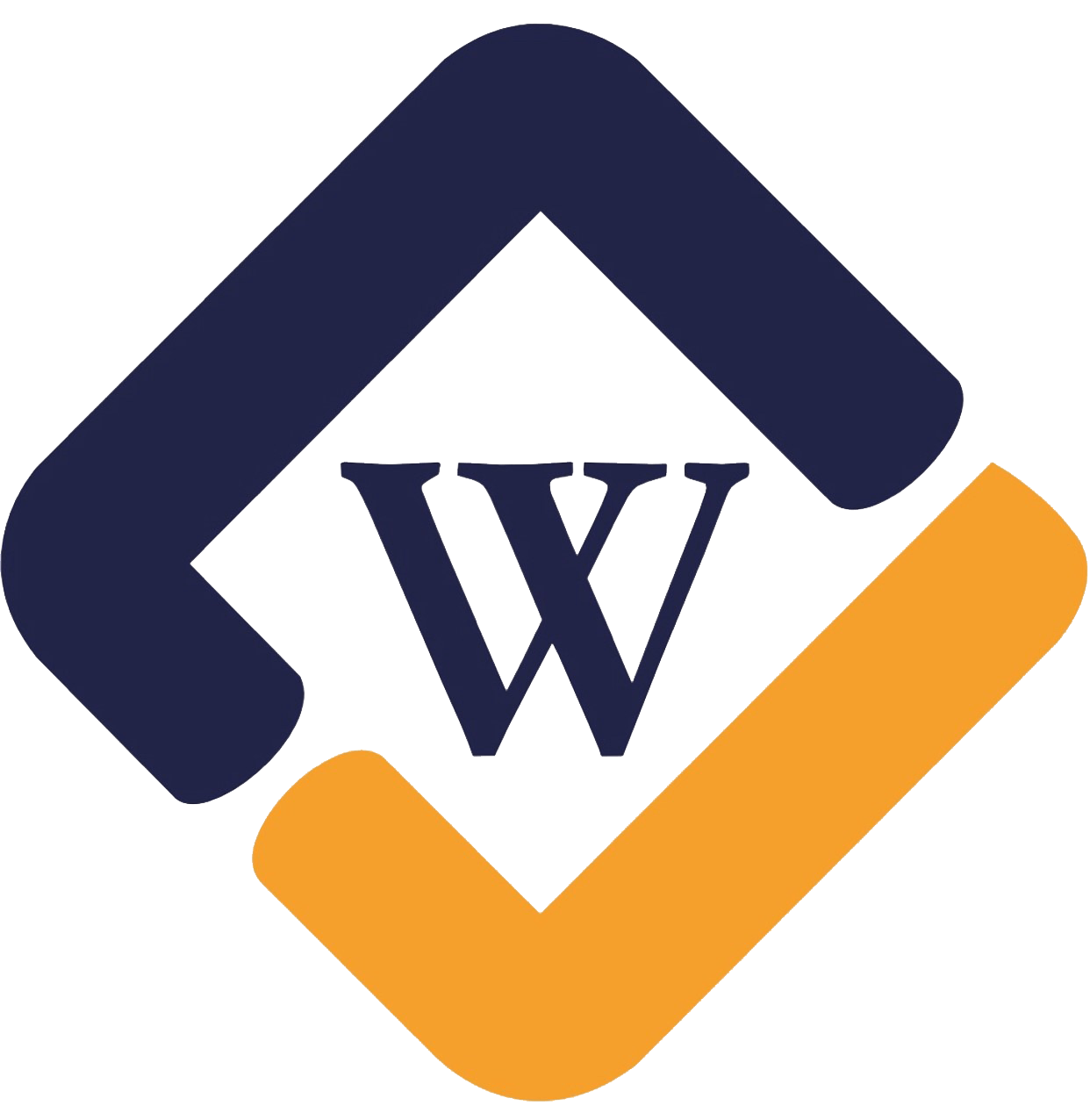 Wilson Whitaker Rynell logo, a blue and orange logo with the letter w on it