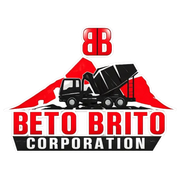 Logo for Beto Brito Corporation with red, black, and white dump truck graphic and “BB” initials
