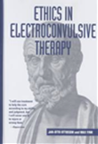 Book cover titled “Ethics in Electroconvulsive Therapy” with a grayscale face illustration on a blue background