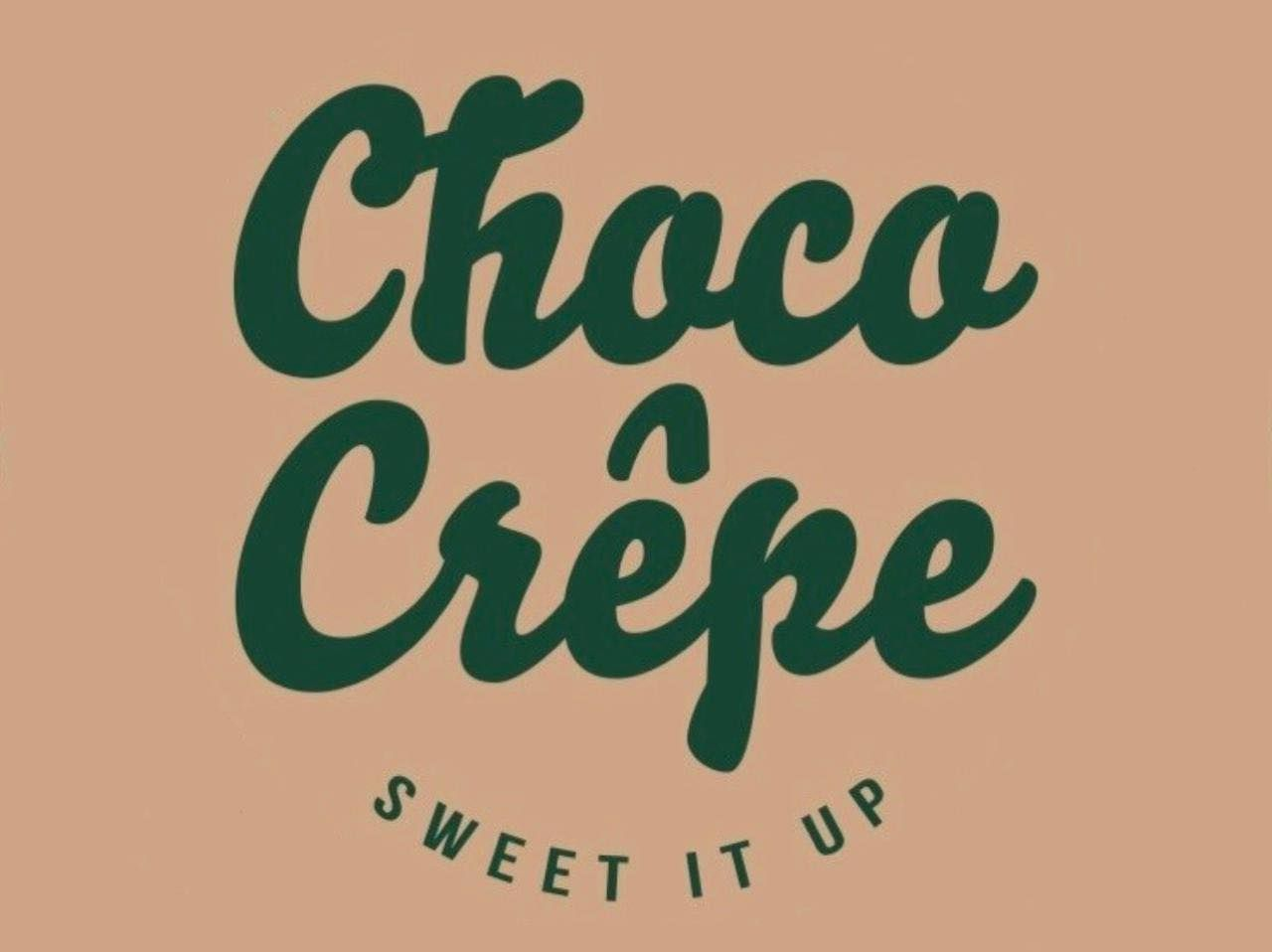 A logo for choco crepe sweet it up