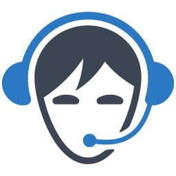 Icon of a woman with phone head set indicating phone answering service.