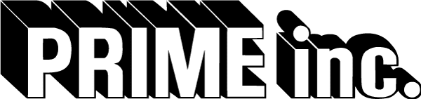 A black and white logo for prime inc.