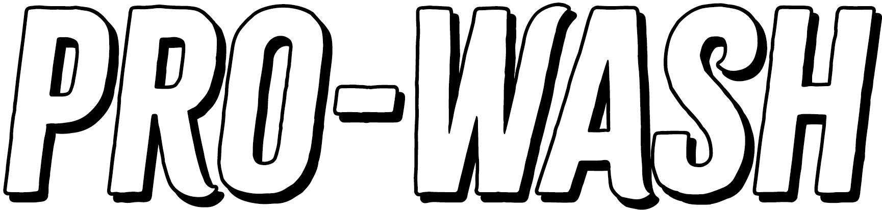 A black and white logo for pro-wash on a white background.