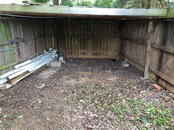 cleaned out backyard after scrap wood and metal removal
