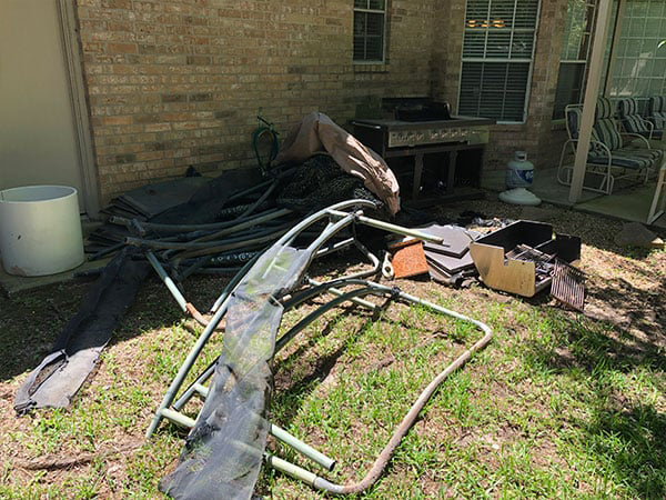scrap metals from worn our furniture in the backyard