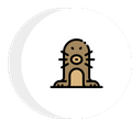 an icon of a mole in a circle on a white background .